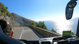 INSANE BUS DRIVING SKILLS - Amalfi Coast 2,7K60 (Panorama road)