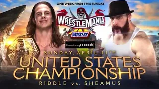 WWE Wrestlemania 37 Riddle vs Sheamus Official Match Card