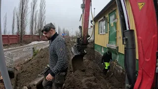 Day 8. Draining and insulating a basement. Timelapse