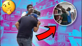 WALMART WORKER REACHING OVER STRANGER SHOPPING PRANK? GONE BAD