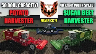 Farming Simulator 19 - Grimme Potato and Sugar Beet Harvesters, 16 Wheel Low Loader "Mod Review"