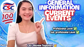 GENERAL INFORMATION: CURRENT EVENTS | CIVIL SERVICE EXAM REVIEW 2024 | PROFESSIONAL & SUB-PROF 🤩