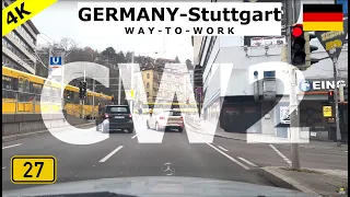 WAY TO WORK, January CW 2, Germany, Stuttgart, Drive on B27, 4K 60FPS, .... relax chill drive …, POV