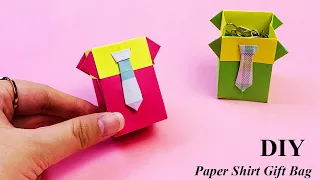 How to Make Paper Shirt Gift Box / Origami Shirt Gift Bag with Tie / Paper Craft / Gift Ideas