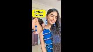 DIY Wool Earrings 😱 #crafteraditi #youtubepartner #shorts #youtubeshorts #diy @CrafterAditi