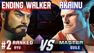 SF6 ▰ ENDING WALKER (#2 Ranked Ryu) vs AKAINU (Guile) ▰ High Level Gameplay