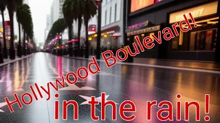 Hollywood Boulevard walking tour in the rain. No commentary. Just street sounds.