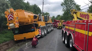 Crane in ditch