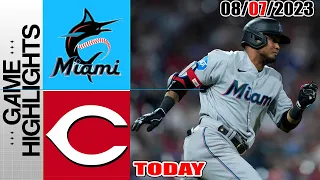 Cincinnati Reds vs Miami Marlins FULL HIGHLIGHTS  |  August 07, 2023 | MLB 2023