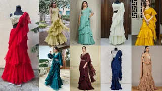 Top 30+ Ruffle And Frill Saree Designs 2024 By Diygirl #diygirl#partywearsaree#beginners#ideas#howto