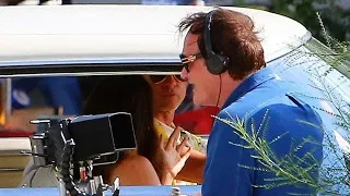 Quentin Tarantino Directs Brad Pitt And Margret Qualley On Set