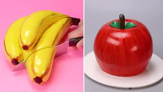 🍌🍎 Fancy Fondant Fruit Cake You Can Make At Home |  Oddly Satisfying Cake Decorating Idea