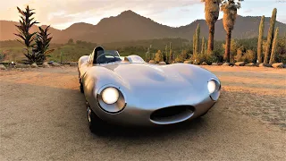 Forza Horizon 5 . Jaguar D-Type 1956 . Car Show Speed Jump Crash Test Drive . 4K 60fps.