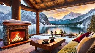 Cozy Lake House Fireplace Ambience Crackling Fire Sounds 🔥 Mountain Cabin Fireplace Noises for Sleep