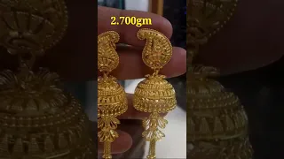 Latest gold jhumka designs with weight|gold earrings design #shorts #youtubeshorts #earings #gold