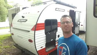 Sunset Park Sunray 149 mini tiny travel trailer camper walkthrough with Dustin Hartleys RV