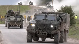 Large convoy of US Army battle machines in the UK 🇺🇸 🇬🇧