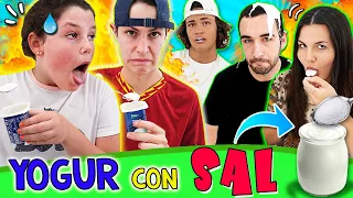 ¡YOGUR con SAL CHALLENGE con EL TEAM Z y NICO de #LosXOBIS! 🤮 Reto del YOGUR SALADO The crazy Haacks