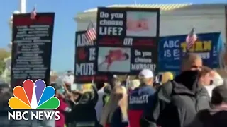 Demonstrators Gather Outside Supreme Court As Justices Hear Challenge to Roe V. Wade