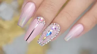 Pink and Holo Ombre with Crystals| Red Iguana | April Ryan
