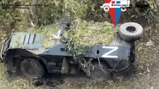 A Russian KAMAZ-43269 "Vystrel" armored personnel carrier is struck by Ukraine 54th Mech. BDE fire