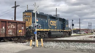 Rare Train Crosses The Diamond!  CSX & Madison Railroad, Seymour Indiana Trains Near Street Running!