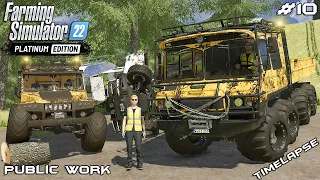 RESCUING flipped BRONCO and CAMPER of the MOUNTAIN | Public Work | Farming Simulator 22 | Episode 10