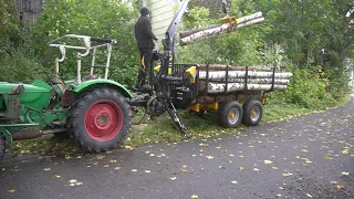 #2 Brennholz fahren mit Rückewagen Deutz D3005 mit Källefall FB5042L