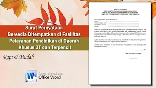 Surat Pernyataan Bersedia Ditempatkan diFasilitas Pelayanan Pendidikan diDaerah Khusus 3T&Terpencil