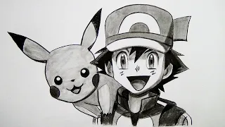 How to draw Ash and Pikachu - Step by step || Beginners drawing tutorials step by step