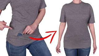 How to sew a hole on the T-shirt in 5 minutes invisibly - a sewing trick!