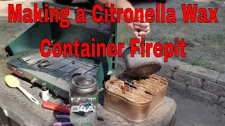 Homemade Citronella Wax Container Firepit , Camping Firepit