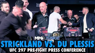 Fan Rushes Stage, Sean Strickland and Dricus Du Plessis Squash Beef at UFC 297 Press Conference
