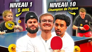 Affronter des joueurs de ping-pong du niveau 1 à 10 : qui les battra tous ?