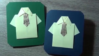 Листівка для тата своїми руками. Як зробити подарунок з паперу для тата. Origami shirt with tie.