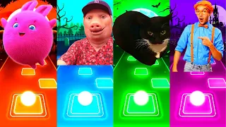 Sunny Bunnies Vs John Pork Vs Maxwell Cat Vs Blippi | Tiles Hop EDM Rush