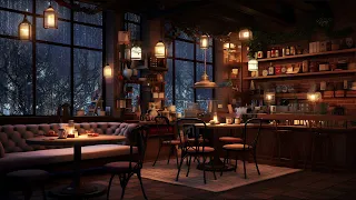 Jazzy Night Cafe ☕ Soothing Piano Jazz Music with Rain For Study & Work Vol.52