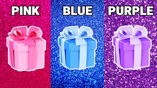 Choose your gift 🤩💝🤮 || 3 gift box challenge || Pink Blue Purple #pickonekickone #giftboxchallenge