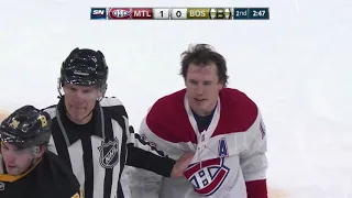 Pastrnak and Gallagher get into it as the Habs/Bruins game gets chippy