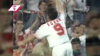 Davor Suker firma un hat trick a la UDS para dar la permanencia al Sevilla en su último partido