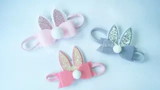 Baby Headband Ideas : Bunny Ear Headband With Bowtie Flannel | DIY by Elysia Handmade