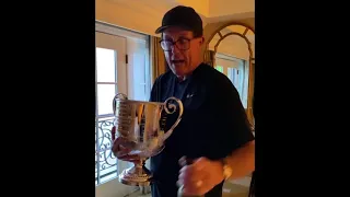 Phil Drinks Wine from the Wanamaker Trophy.  The wine had an extra ingredient this time - VICTORY!