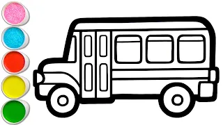 Let's Learn How to Draw & Paint Bus | Painting, Drawing, Coloring for Kids & Toddlers #131