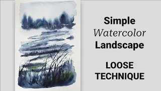 Loose Watercolor Landscape for Beginners #loosewatercolor #loosewatercolour #watercolorlandscape