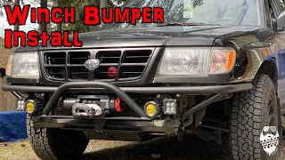 Harbor Freight Winch test! Subaru tube Bumper install and engine swap!!