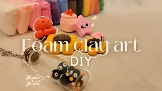 Foam clay DIY ✨ Easy Air Dry clay DIY 🎨Clay keychain, sunflowers , cake and more ✨😍