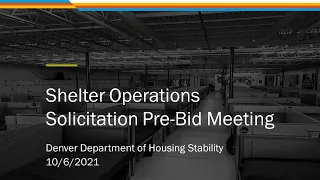 Shelter Operations Solicitation Pre-Bid Meeting