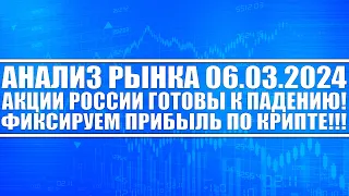 Анализ рынка 06.03 / Акции России готовятся к падению! Валюта падает! Фиксируем прибыль по крипте!
