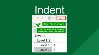 Excel Indent Data #shorts