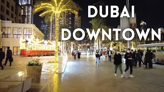 [4K] Dubai Downtown, Burj Khalifa, Fountain show, walking tour